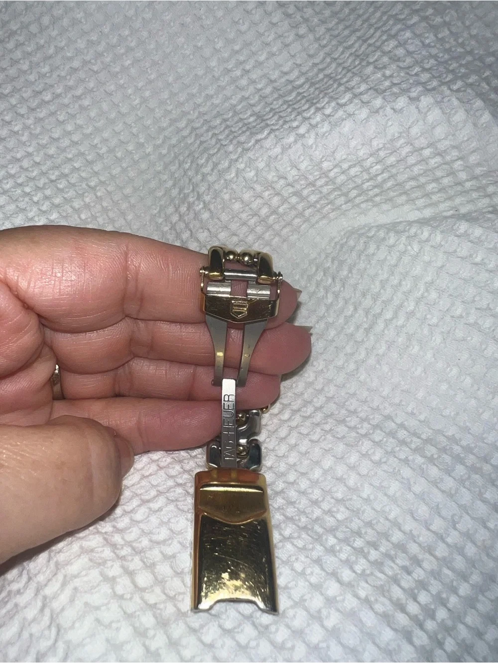 Tag Heuer Gold Tone Watch with Cream Dial and Black Bezel Accents 28mm